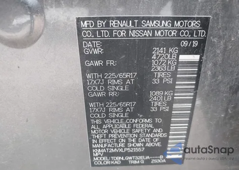 2020 Nissan Rogue S/Sv из США, поврежденный, VIN KNMAT2MVXLP521557